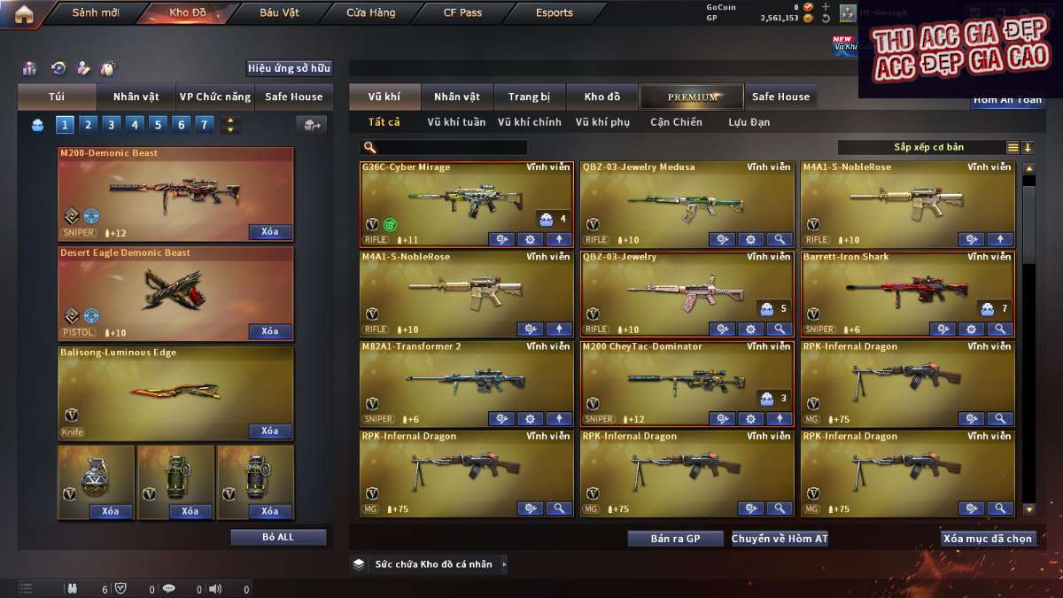 shop acc cf uy tin gia re